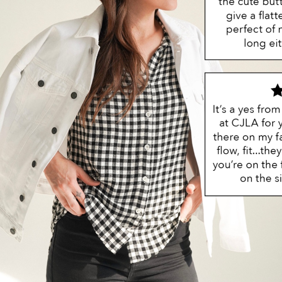 Cjla Paige Button Down Shirt - Medium - Black And White - New!